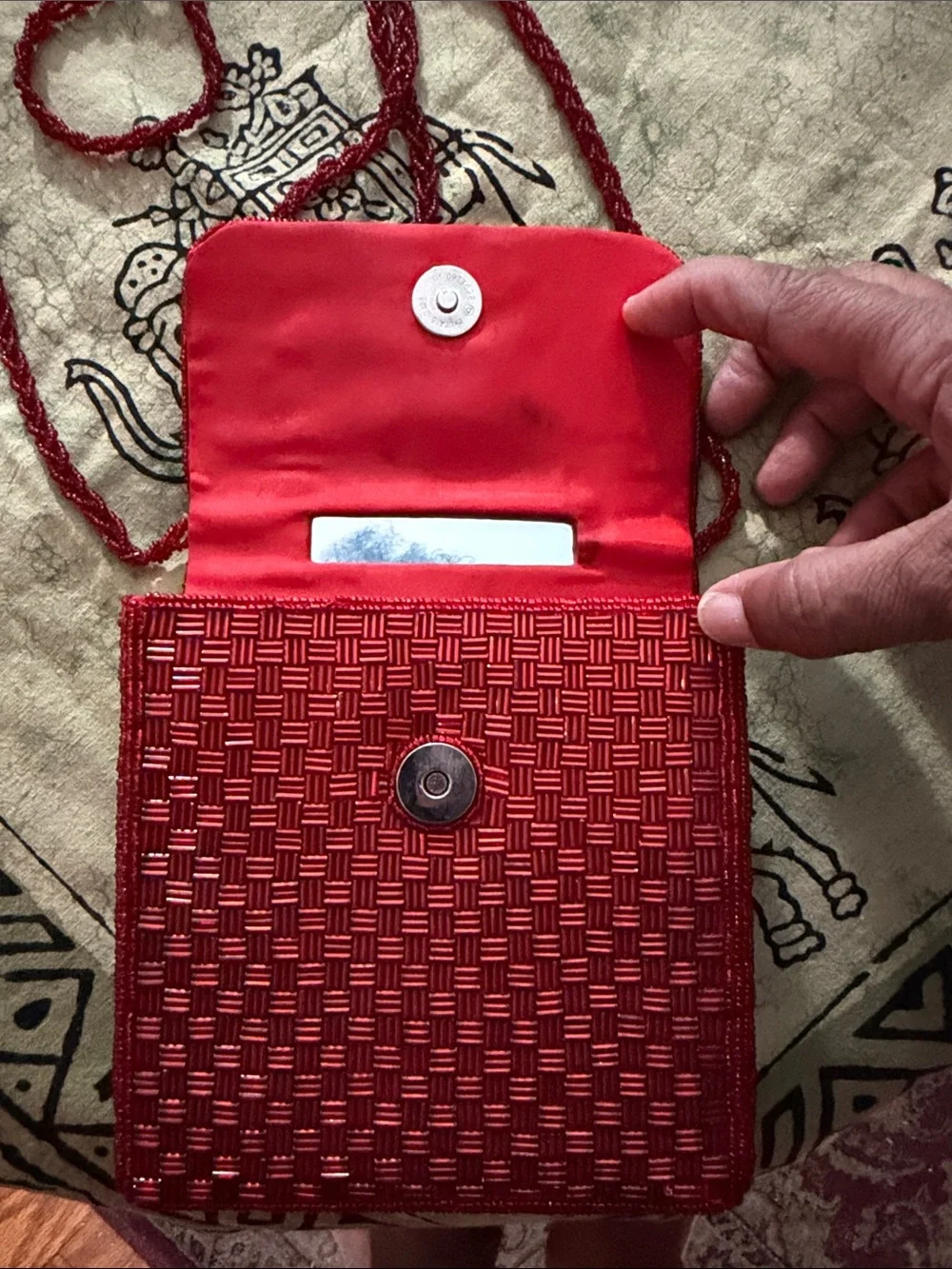 Red Woven Crossbody Bag - Unbranded